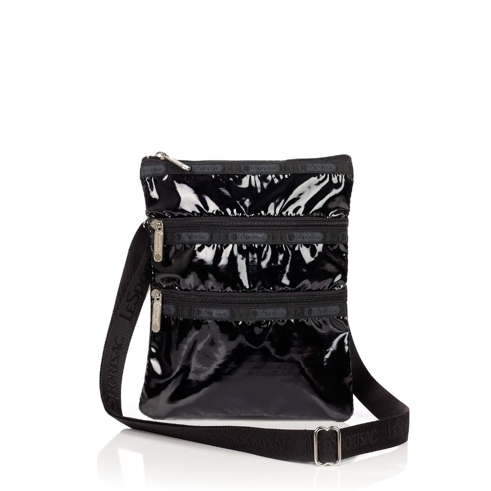 black patent leather crossbody bag